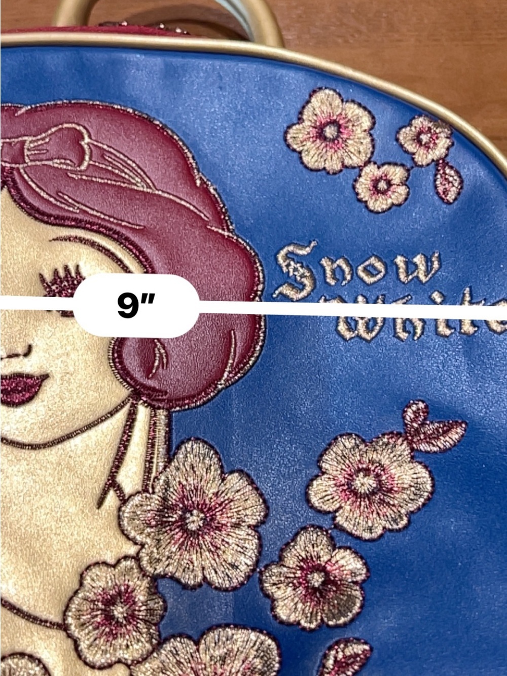 Disney 1937 Snow White Collection Makeup Bag Gold/Blue/Maroon Soft Embroidered - Picture 8 of 9